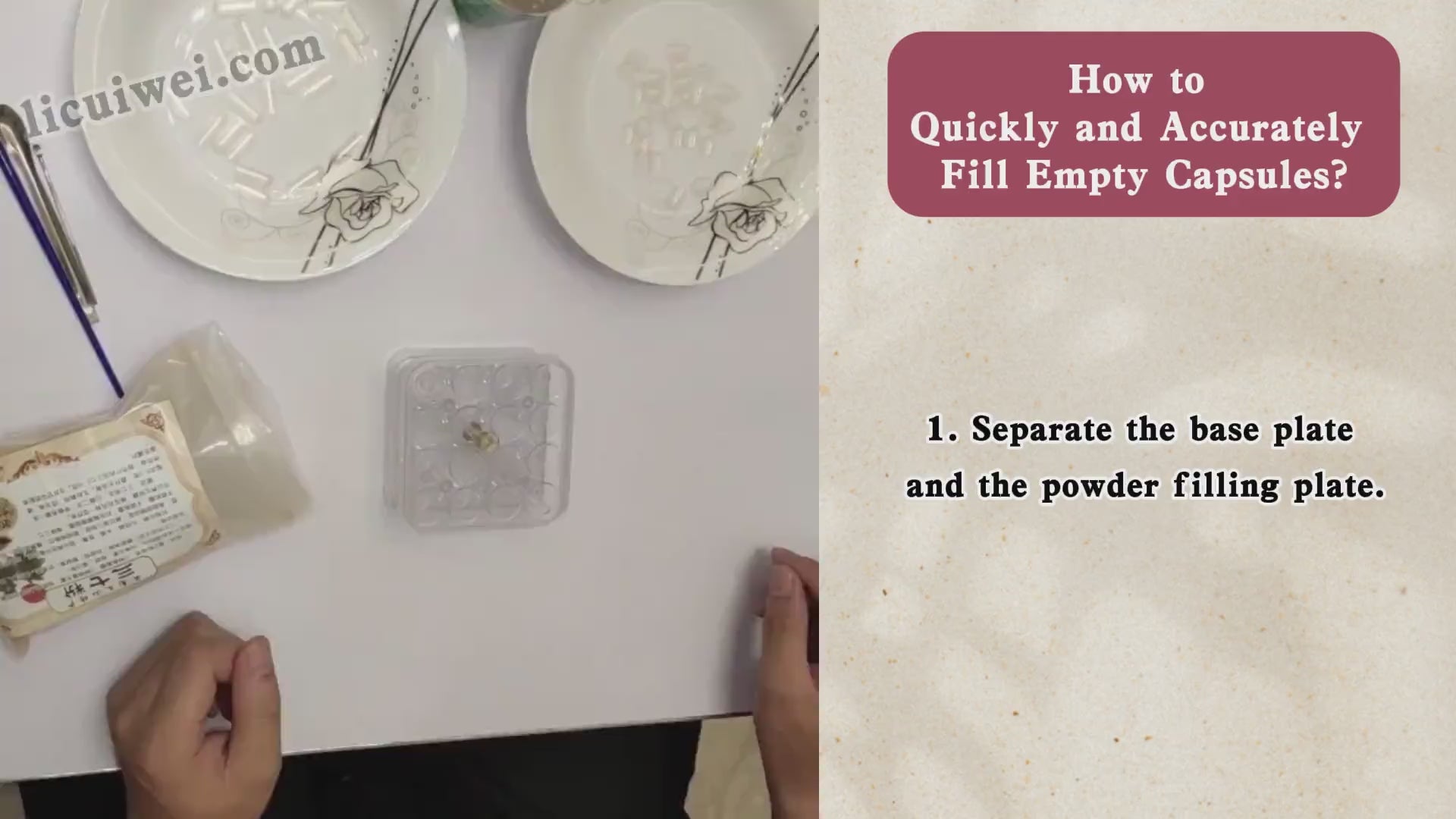 Load video: 16-Hole Manual Capsule Filling Tray